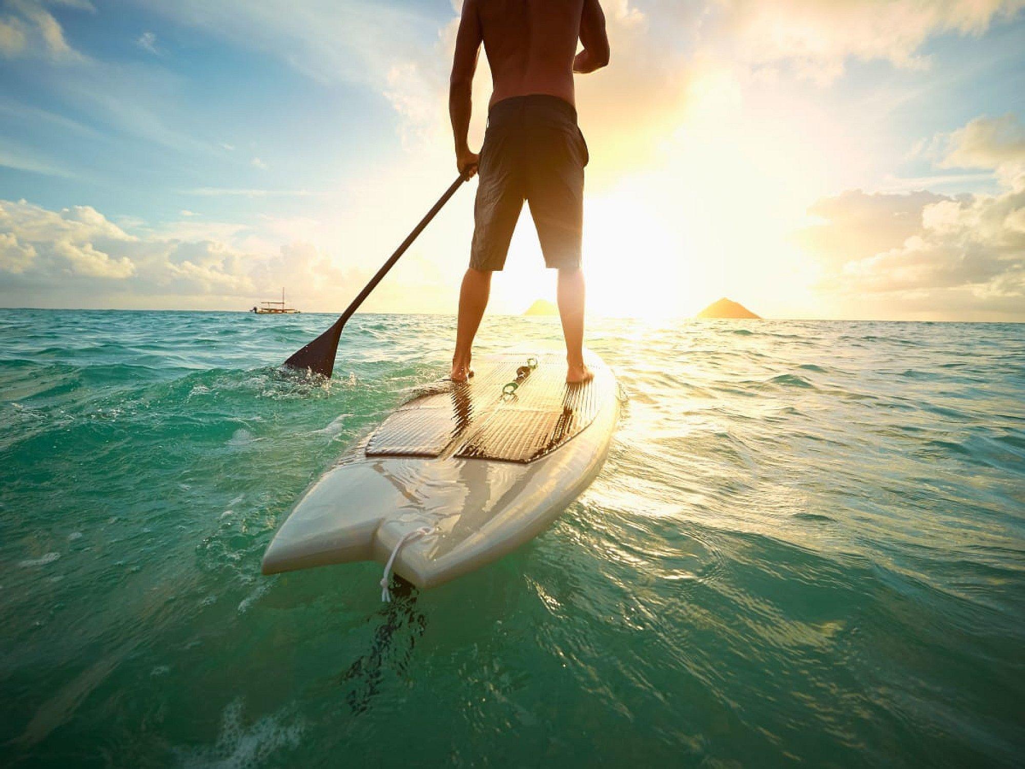 Paddleboarding at the sea